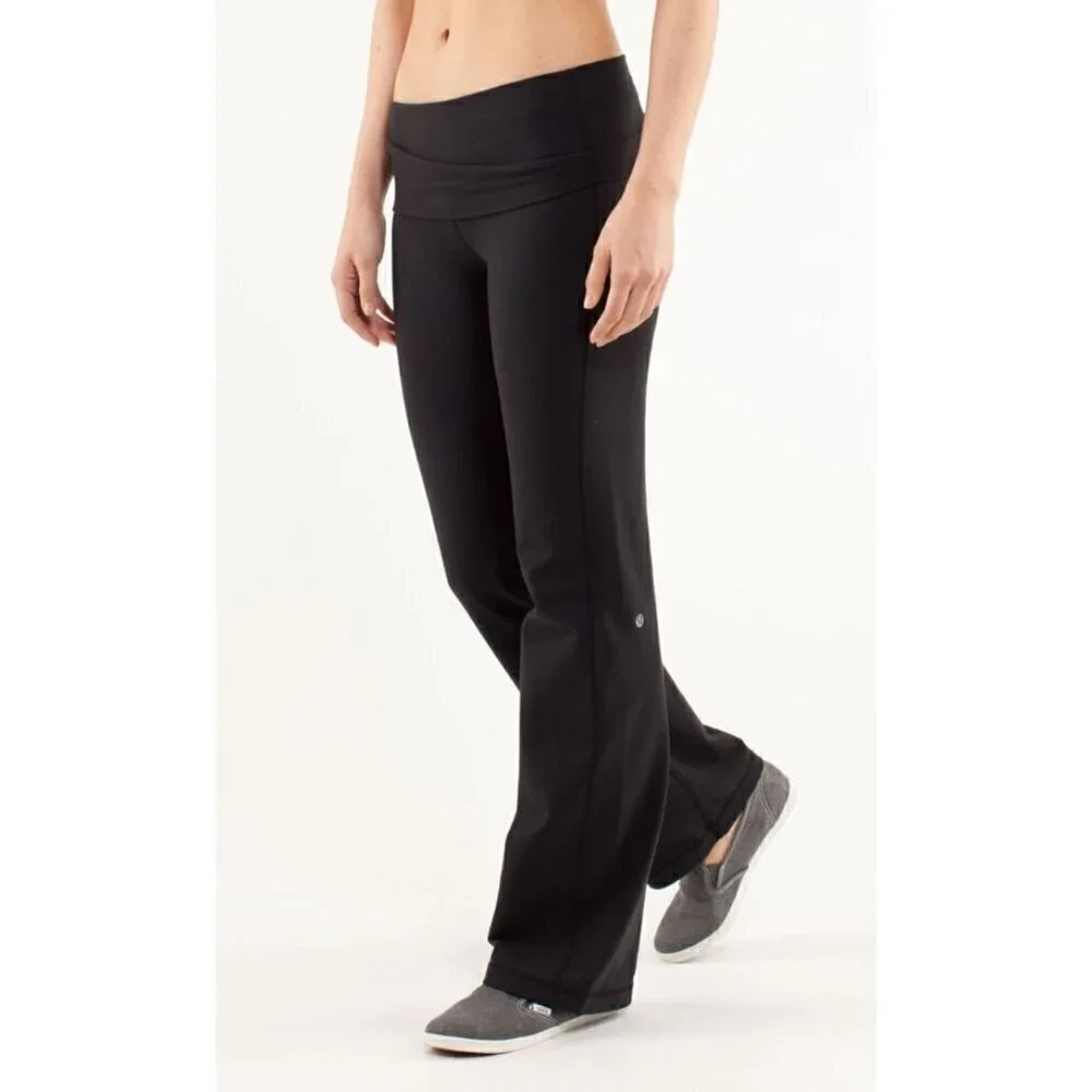 Lululemon‎ Astro Black Criss Cross Waistband Flared Leg Yoga Pant 6